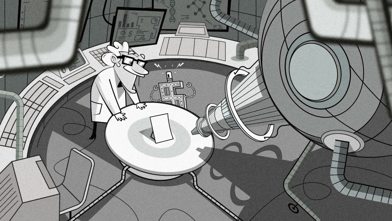 Dr. X & Cashbot in the lab